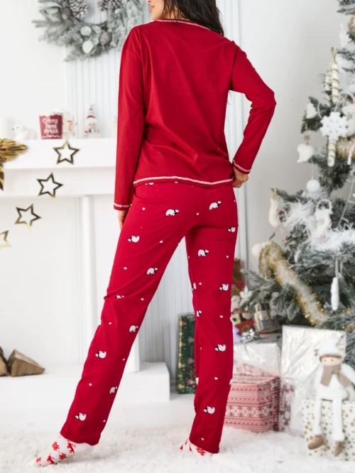 Royalfashion Різдвяні бавовняні жіночі піжами з полярним ведмедем