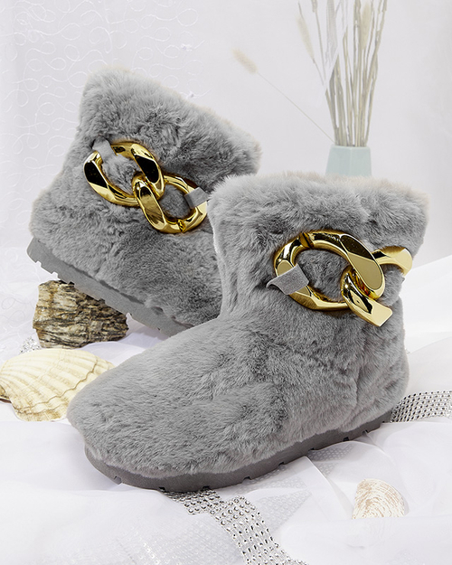 Сірі жіночі снігоступи з хутром Sattopa- Взуття