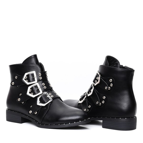 Czarne workery z trzema paskami Amaris- Obuwie