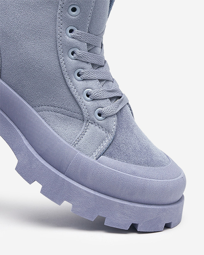 Modré dámské kozačky s eko semišem Lolut- Footwear