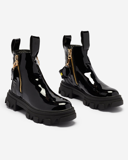 Чорні жіночі лаковані чоботи Osallu