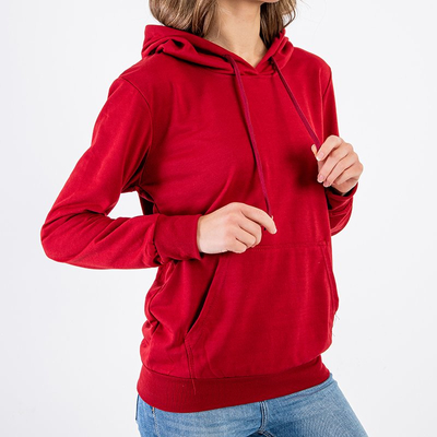 Бордове жіноче худі з капюшоном - Одяг