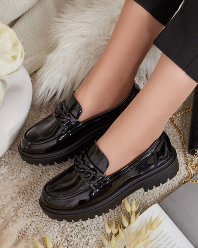 Royalfashion Dámské lakované mokasíny s ornamentem Lehels