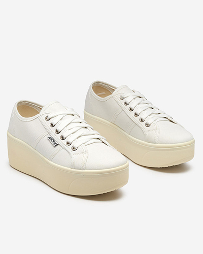 OUTLET Спортивні кросівки білого та кольору екрю на платформі Darru-Footwear