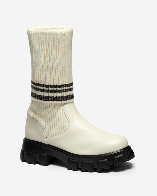 Жіночі високі черевики-сліпони в кольорі екрю Alerpi- Footwear