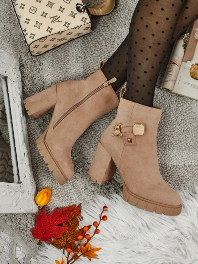 Dámské kotníkové boty eko semišové na sloupku Bearr