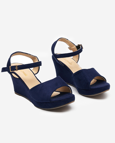 OUTLET Темно-сині жіночі босоніжки на танкетці Nalem - Взуття