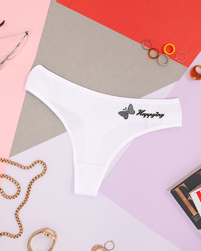 Klasická bavlněná dámská tanga tanga bílé - Spodní prádlo