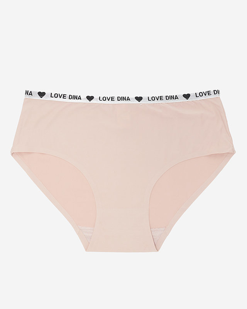 Труси жіночі бежевого кольору з декоративною смужкою з написами - Нижня білизна