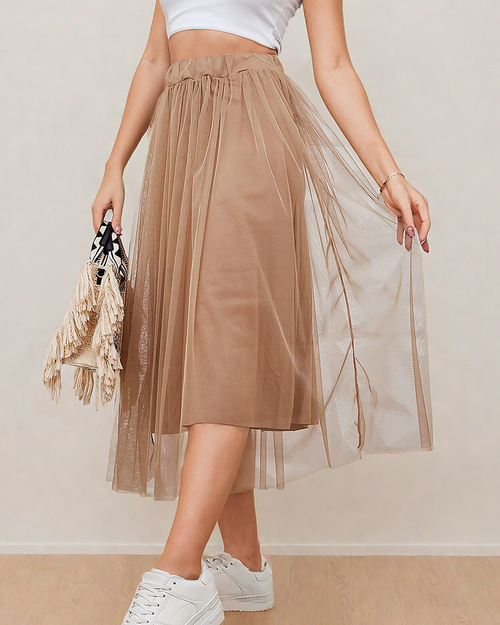 Жіноча двошарова спідниця міді Royalfashion