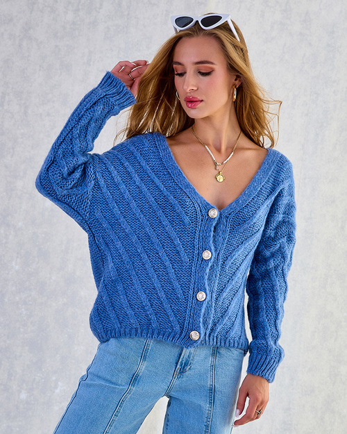 Royalfashion Жіночий трикотажний светр на ґудзиках