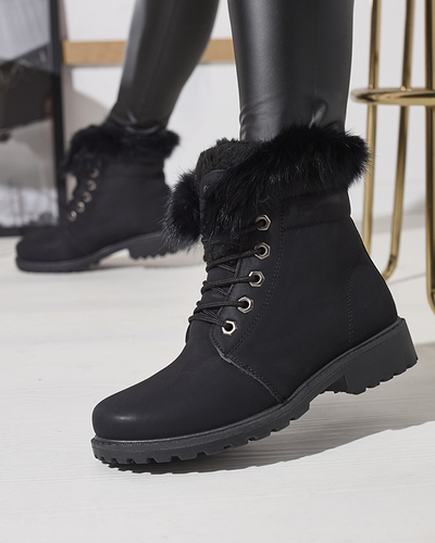 Klasické dámské kozačky a'la trapper v černé barvě Lausa- Footwear