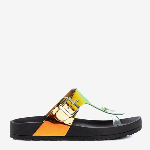 Жіночі чорні голографічні босоніжки Manila Buckle - Взуття