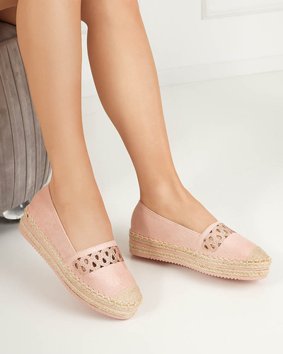 OUTLET Růžové dámské slip on espadrilky s kubickou zirkony Wexy - Boty