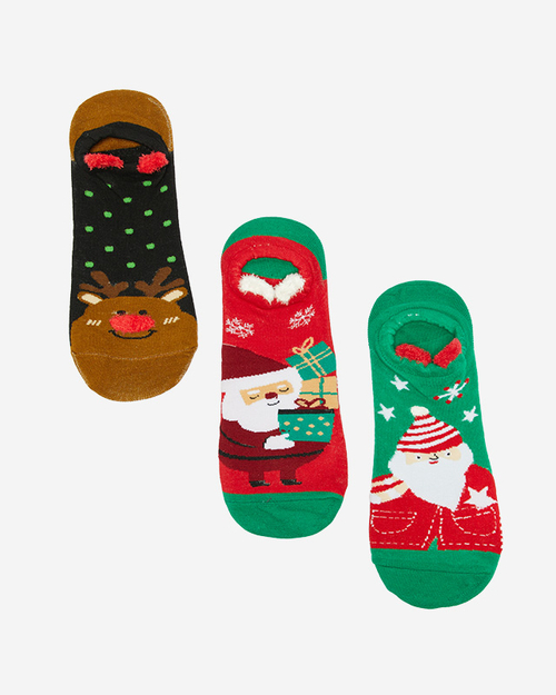 Барвисті жіночі різдвяні шкарпетки з принтом 3шт - Нижня білизна