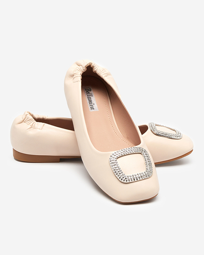 OUTLET Жіночі бежеві мокасини з фіанітами Gievori - Взуття