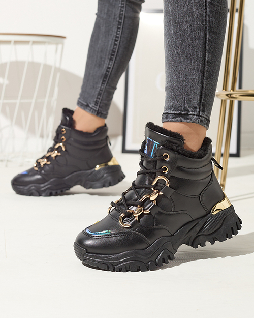 Чорні жіночі утеплені спортивні кросівки Nepolle- Взуття