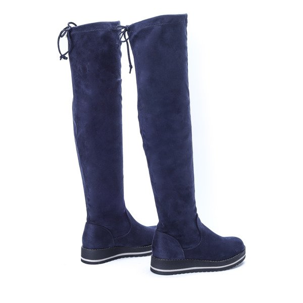 Granatowe kozaki na platformie Emily - Obuwie