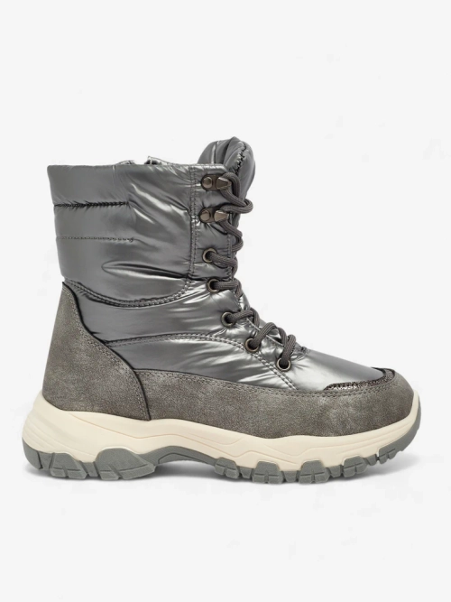 Botki Damskie Aurora Srebrne Ekologiczne Casualowe na Zimę