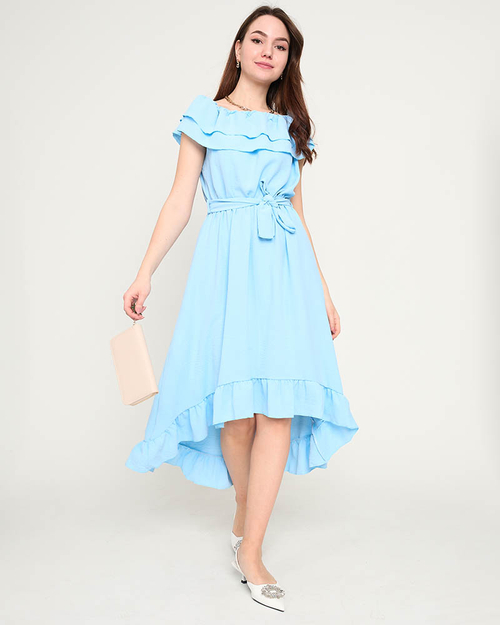 Синя жіноча сукня з оборками