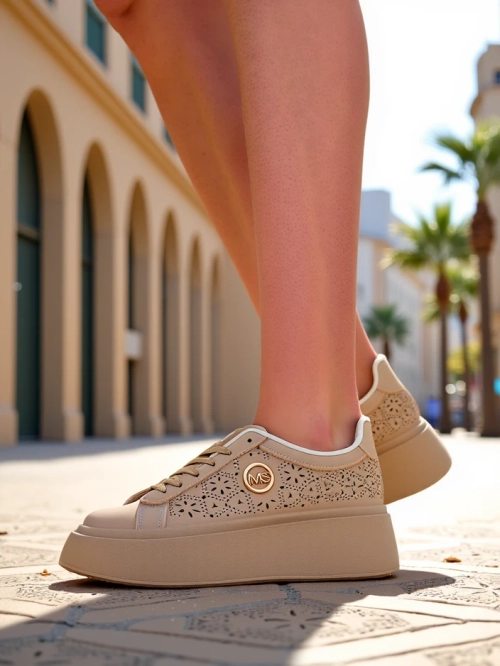 Жіночі снікерси платформа Callista Royalfashion ecru екологічна шкіра