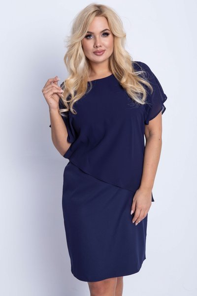 Темно-синє плаття вище коліна. ПЛЮС-РОЗМІР - Одяг 1