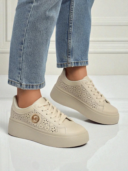 Aurelia Béžové Tenisky Platforma Royalfashion Eko Kůže
