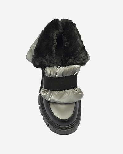 Dámské sněhule na ploché podrážce v černo-šedé barvě Ferory- Obuv