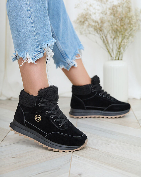 Royalfashion Жіночі утеплені спортивні черевики чорного кольору Cerrto