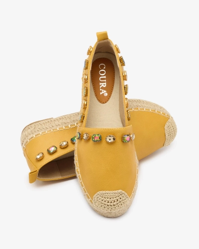 Žluté dámské espadrilky s krystaly Ziennie - Obuv
