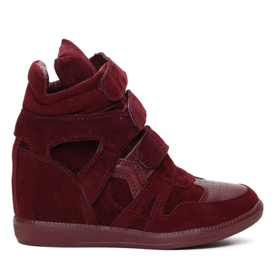 Burgundowe sneakersy na koturnie Jana- Obuwie