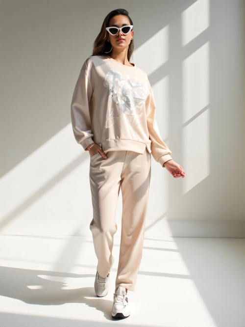 Royalfashion Жіночий в'язаний комплект з принтом