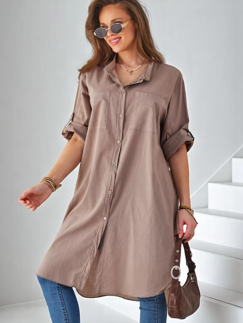 Royalfashion Котонова довга жіноча оверсайз сорочка