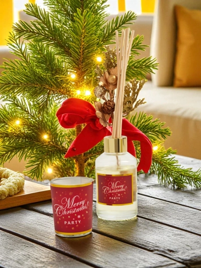 Sada: Vánoční vonné tyčinky a svíčka Merry Christmas