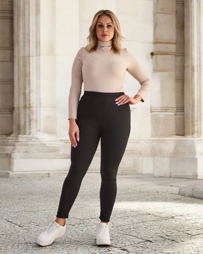 Royalfashion Dámské zateplené tregínové kalhoty PLUS SIZE