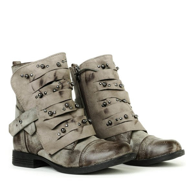 Botki z dżetami w kolorze khaki Lenia - Obuwie