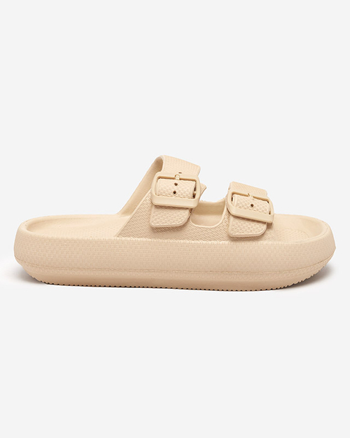 Бежеві жіночі тапочки з пряжками Eckos - Взуття