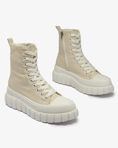 Dámské tenisky na vysoké platformě v béžové barvě Kivda- Obuv