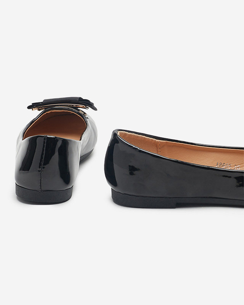 Чорні лаковані балерини з бантом Asame-Shoes