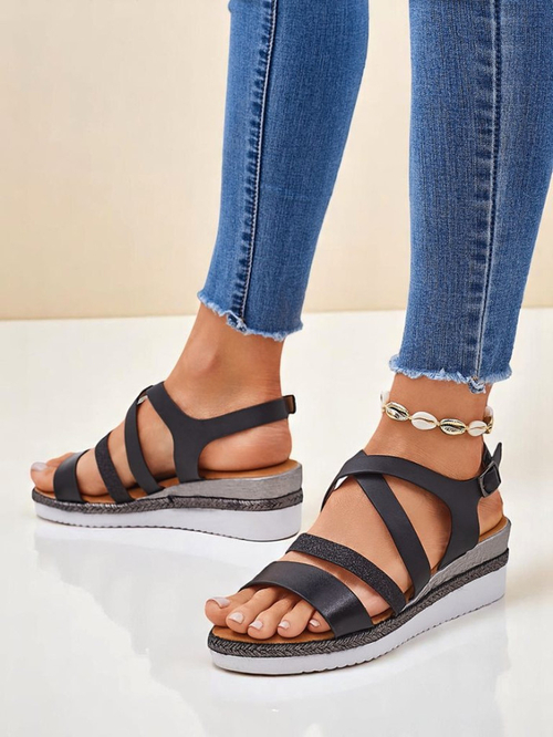 Aurelia Nero – Чорні жіночі сандалі на платформі Royalfashion еко шкіра