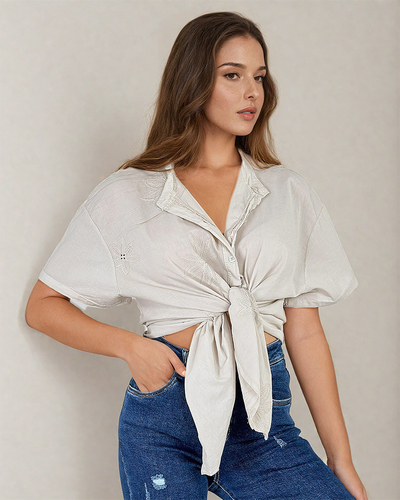 Royalfashion Dámská oversize vyšívaná košile