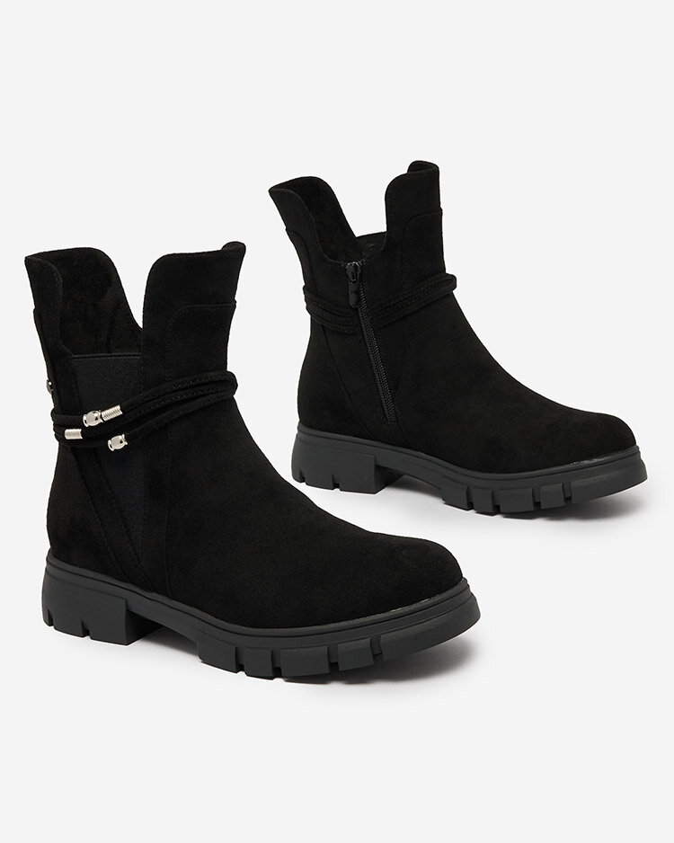 Royalfashion Černé dámské kozačky s ozdobným páskem Dafflo