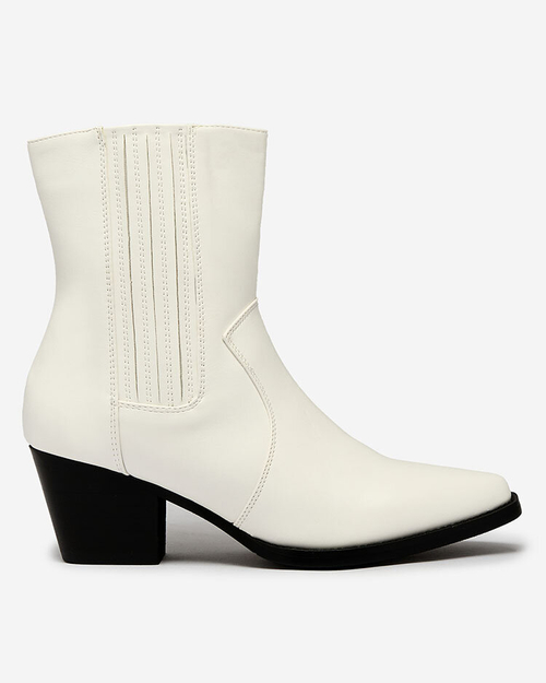 Royalfashion Білі жіночі утеплені ковбойські чоботи Corbos