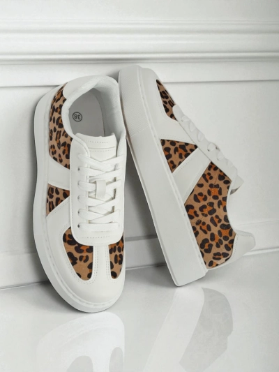 Dámské Tenisky Calista Leopardia – Bílé Eko Kůže Tkanina Jaro 4cm