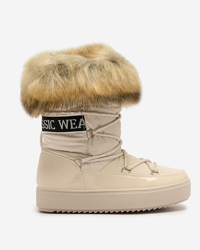 Royalfashion Béžové nazouvací boty a'la snow boots for women Gomllo