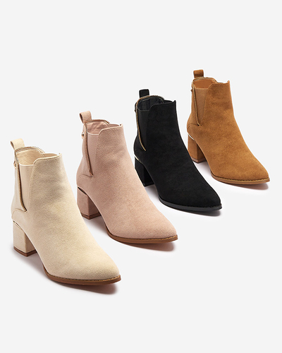 Dámské nízké kozačky na jehle v barvě ecru Xizia - Obuv