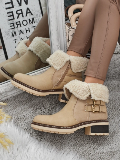 Dámské kotníkové boty z eko kůže s kožíškem Kavira