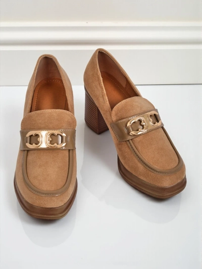 Dámské Loafers Perseida – světle hnědé semišové na sloupku elegantní