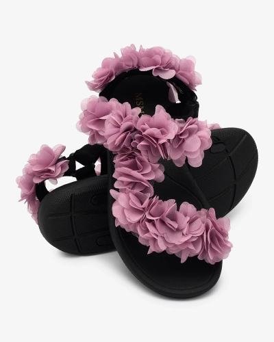 Royalfashion Tmavě růžové dámské sandály s květy Alferroy