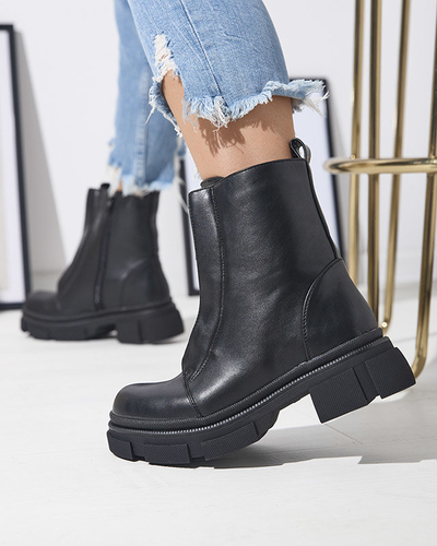 OUTLET Dámské zateplené černé vysoké kozačky Slovys- Obuv